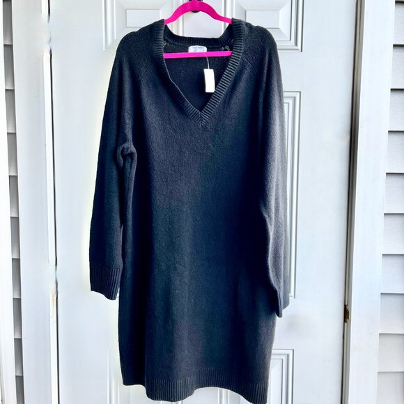 Old Navy Black V-Neck Sweater Dress XL Tall - Picture 1 of 12